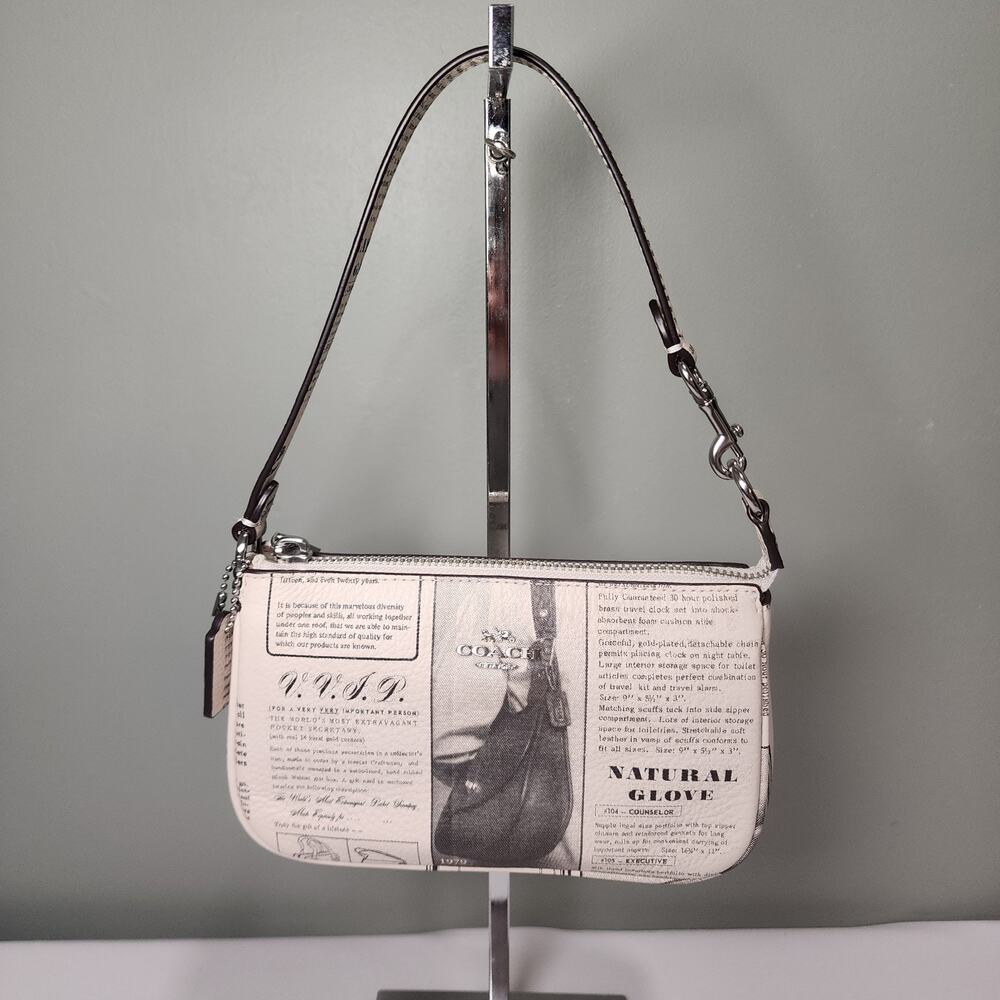 Nwt Coach CDC27 Nolita 19 With Newspaper Print Silver/Chalk